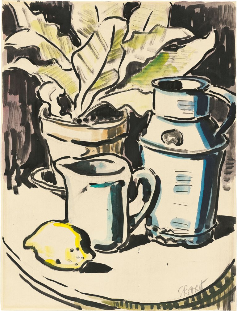 This picture shows the following artwork: Karl Schmidt-Rottluff. ”Stillleben mit Farn”. 1948.