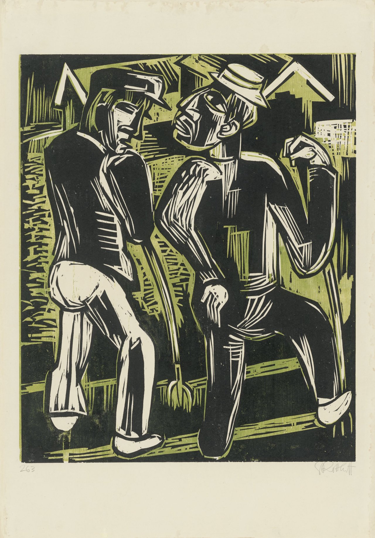This picture shows the following artwork: Karl Schmidt-Rottluff. ”Zwei Bauern”. 1926.