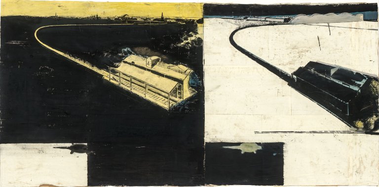 Auf diesem Bild ist das folgende Kunstwerk zu sehen: Neo Rauch. Stationen. 1995.