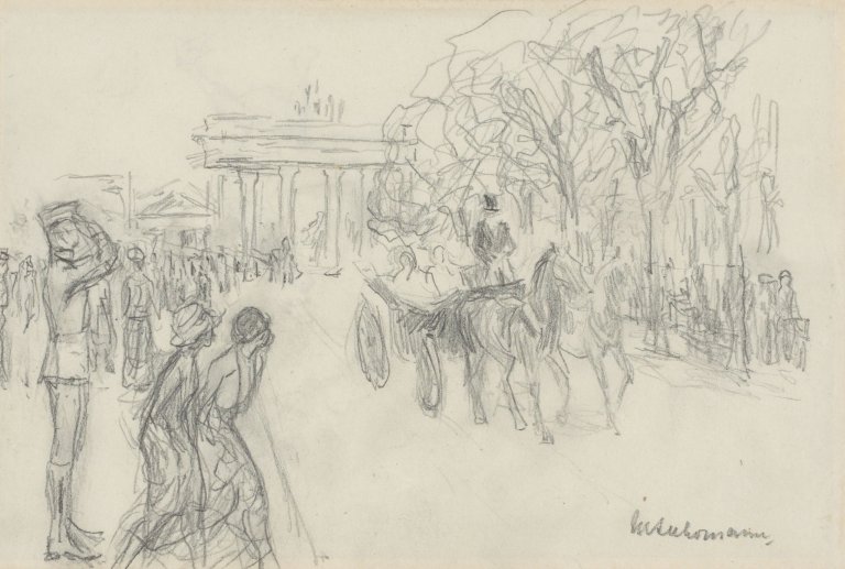 Auf diesem Bild ist das folgende Kunstwerk zu sehen: Max Liebermann. „Berlin ,Unter den Linden' mit Brandenburger Tor“. 1910/11.