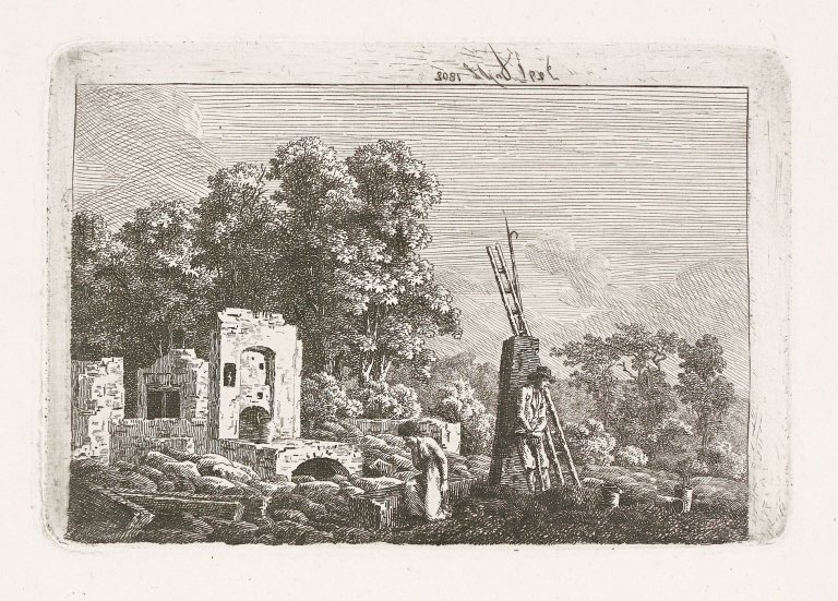 Auf diesem Bild ist das folgende Kunstwerk zu sehen: Caspar David Friedrich. „Die Brandstätte“. 1802.