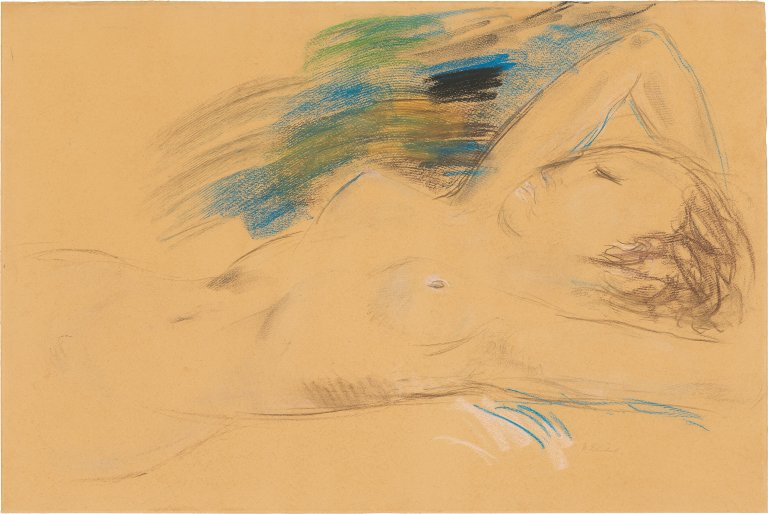 Auf diesem Bild ist das folgende Kunstwerk zu sehen: Wilhelm Lehmbruck. „Liegender Frauenhalbakt“. 1915.