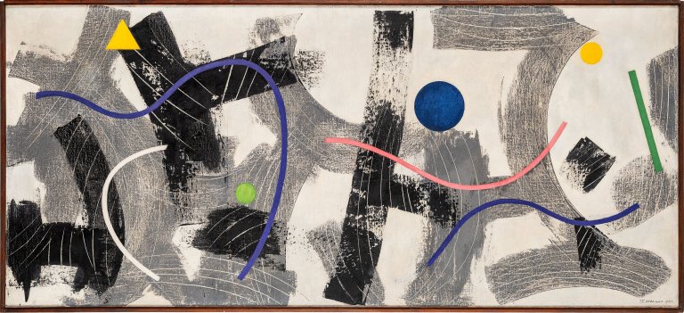 Auf diesem Bild ist das folgende Kunstwerk zu sehen: Theodor Werner. Metrum und Rhythmus. 1955.