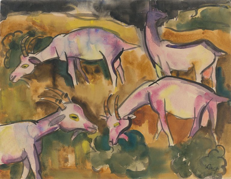 This picture shows the following artwork: Karl Schmidt-Rottluff. ”Ziegen”. Circa 1925/26.