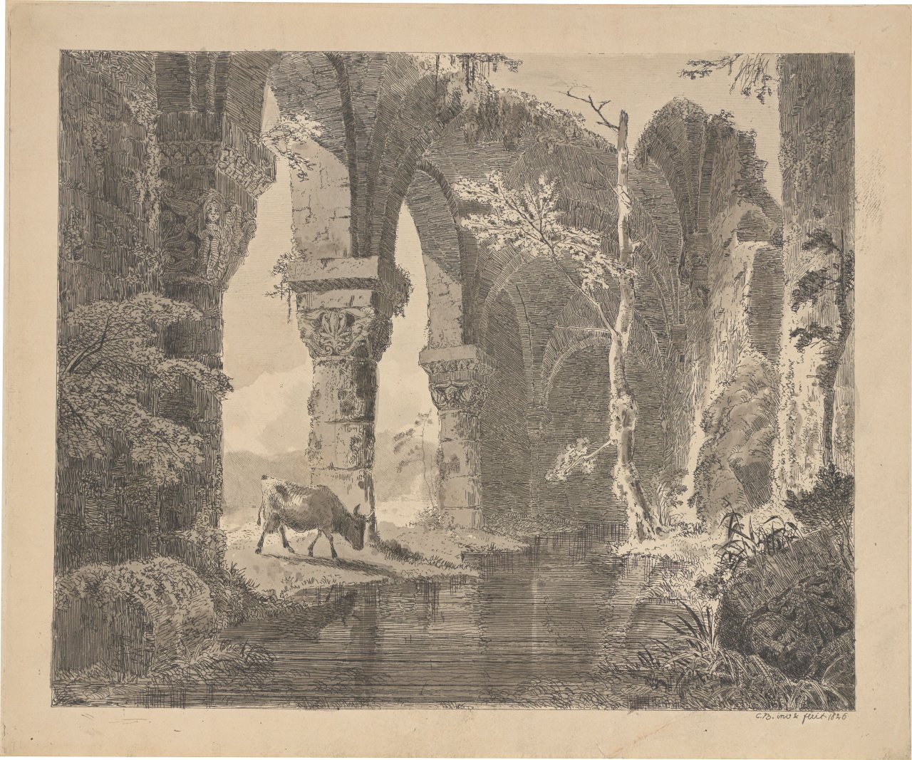 This picture shows the following artwork: Carl Blechen. ”Romanische Ruine”. 1826.