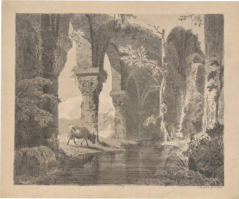 Auf diesem Bild ist das folgende Kunstwerk zu sehen: Carl Blechen. „Romanische Ruine“. 1826.