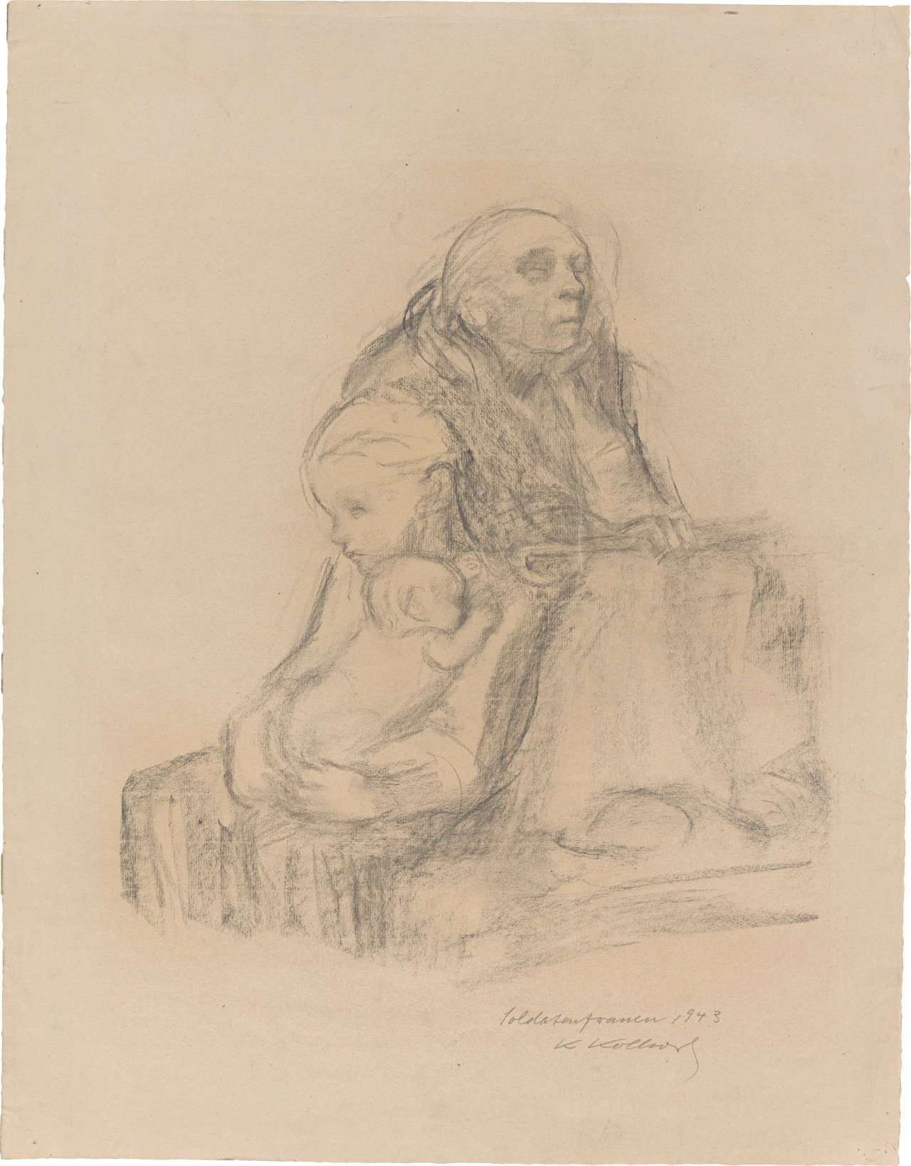 This picture shows the following artwork: Käthe Kollwitz. ”Soldatenfrauen”. 1943.