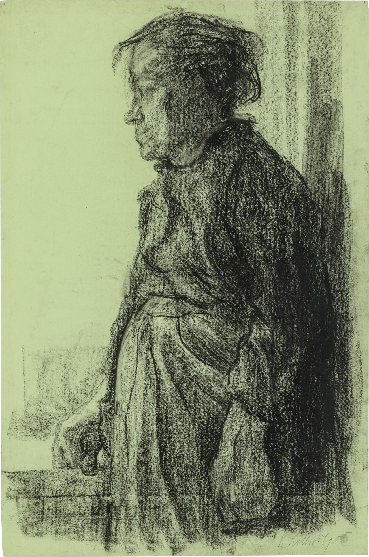 This picture shows the following artwork: Käthe Kollwitz. ”Stehende Arbeiterfrau”. 1908.