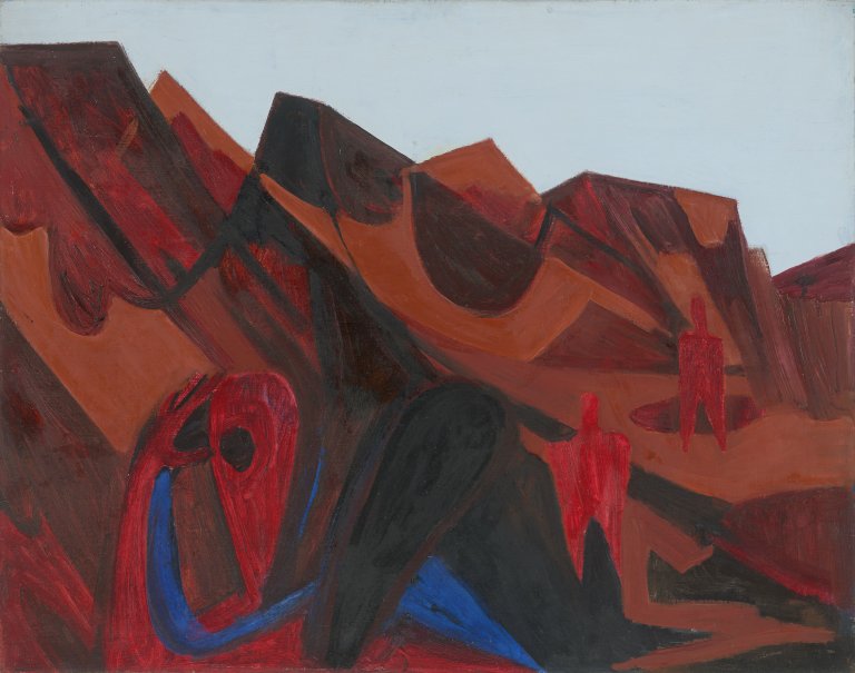 Auf diesem Bild ist das folgende Kunstwerk zu sehen: Ernst Wilhelm Nay. „Landschaft auf Sylt“. 1936.