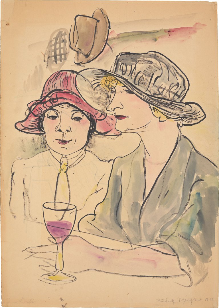 Auf diesem Bild ist das folgende Kunstwerk zu sehen: Rudolf Schlichter. „Im Café“ (Verona-Diele). 1922.