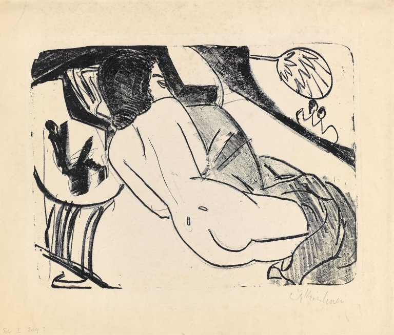 This picture shows the following artwork: Ernst Ludwig Kirchner. ”Rückenakt, liegend”. 1911.