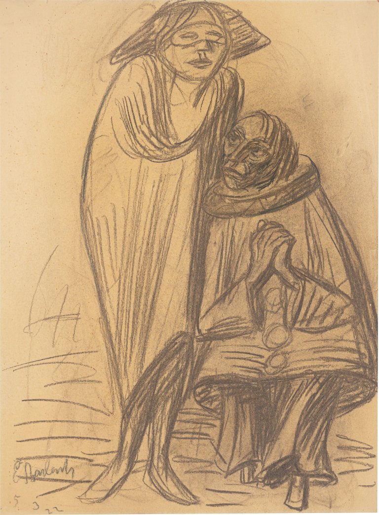 Auf diesem Bild ist das folgende Kunstwerk zu sehen: Ernst Barlach. „Pierrot und Colombine“. 1922.