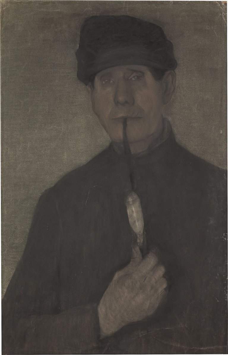 Auf diesem Bild ist das folgende Kunstwerk zu sehen: Paula Modersohn-Becker. „Bauer mit Pfeife“. 1898/99.