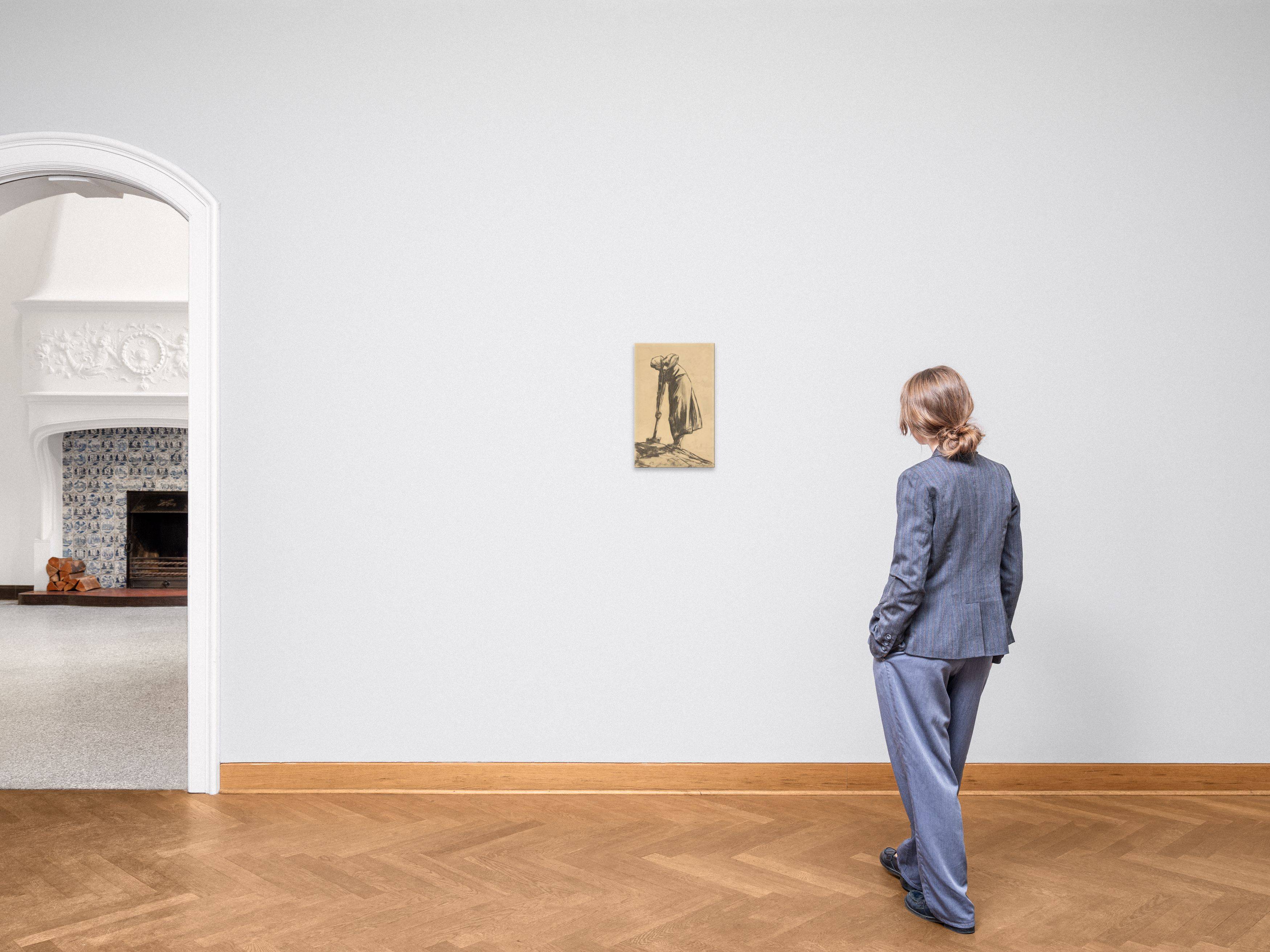 Auf diesem Bild ist das folgende Kunstwerk zu sehen: Lesser Ury. „Grabende Bäuerin“. Um 1890.