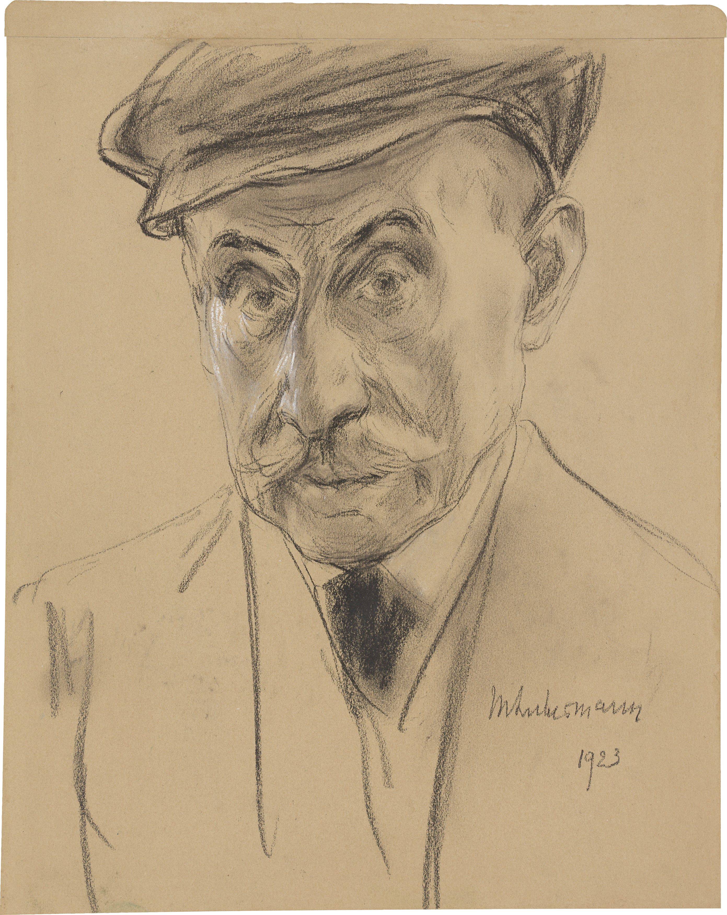 This picture shows the following artwork: Max Liebermann. Self-portrait with cap. 1923.