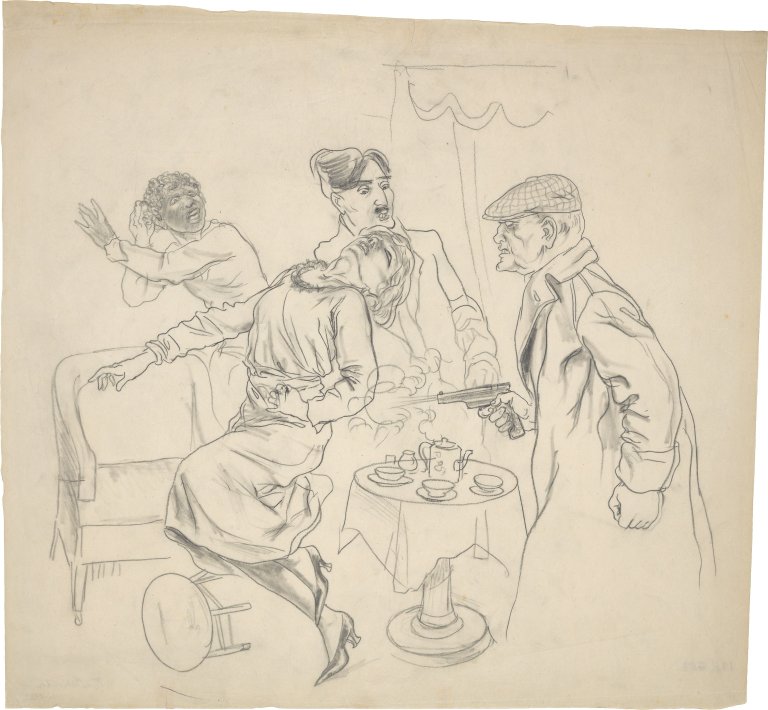 This picture shows the following artwork: Rudolf Schlichter. The assassination in the salon. Circa 1922.