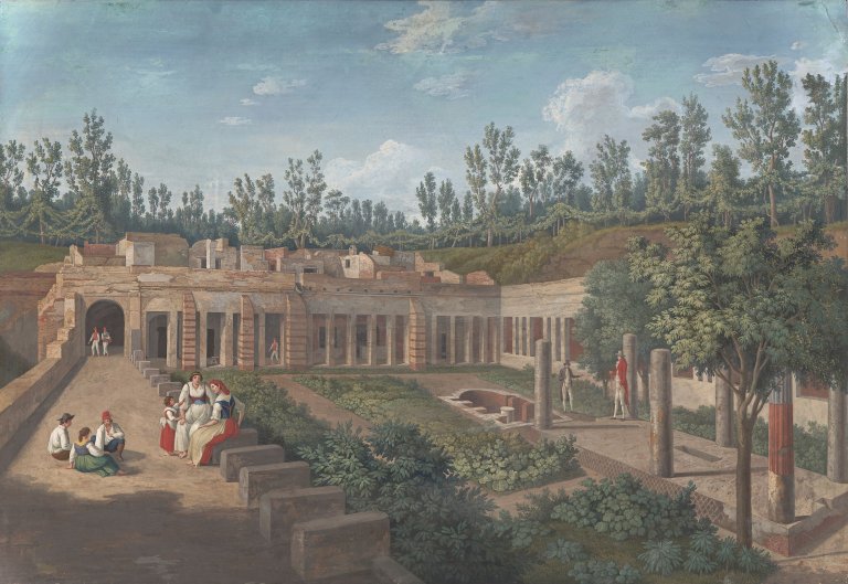 Auf diesem Bild ist das folgende Kunstwerk zu sehen: Jakob Philipp Hackert. „Die Villa des Diomedes in Pompeji“. 1793.