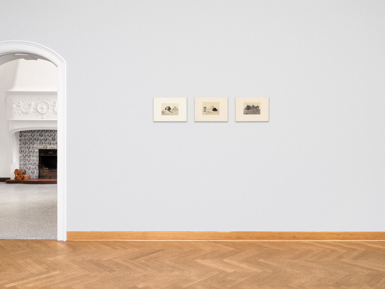 This picture shows the following artwork: Francis Frith. Sphinx / The Great Piramid, From the Plain / The Second Piramid, From the Plain. Each 1857.