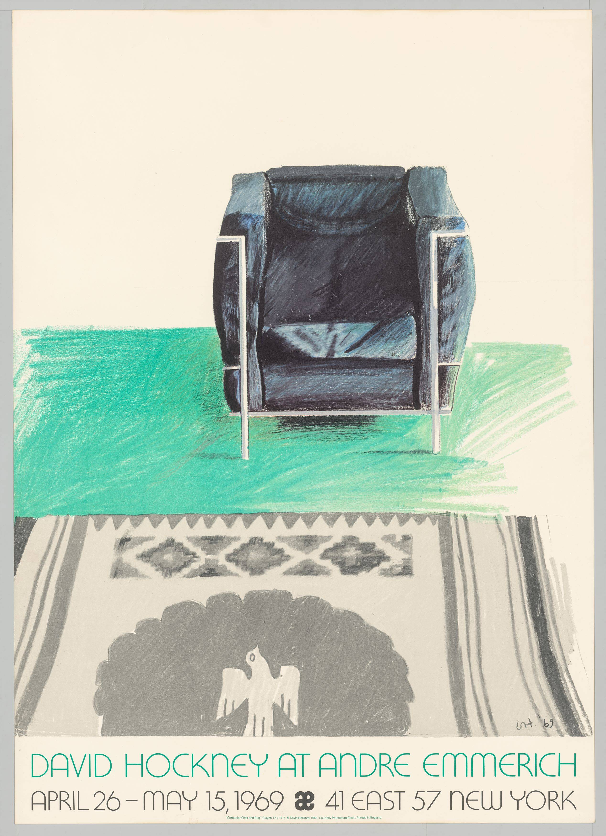 This picture shows the following artwork: David Hockney. David Hockney exhibition posters from 1969, 1980 and 1981. 1969 to 1981.