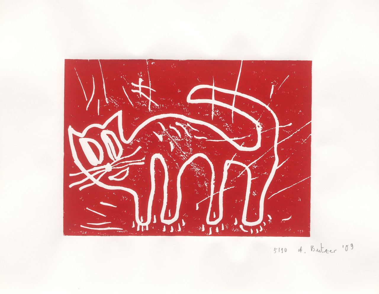 This picture shows the following artwork: André Butzer. Untitled (cats). 2009.