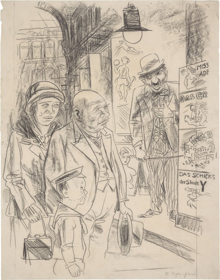 This picture shows the following artwork: Rudolf Schlichter. Hereinspaziert. (Zu Walter Mehring. In Menschenhaut). 1924.