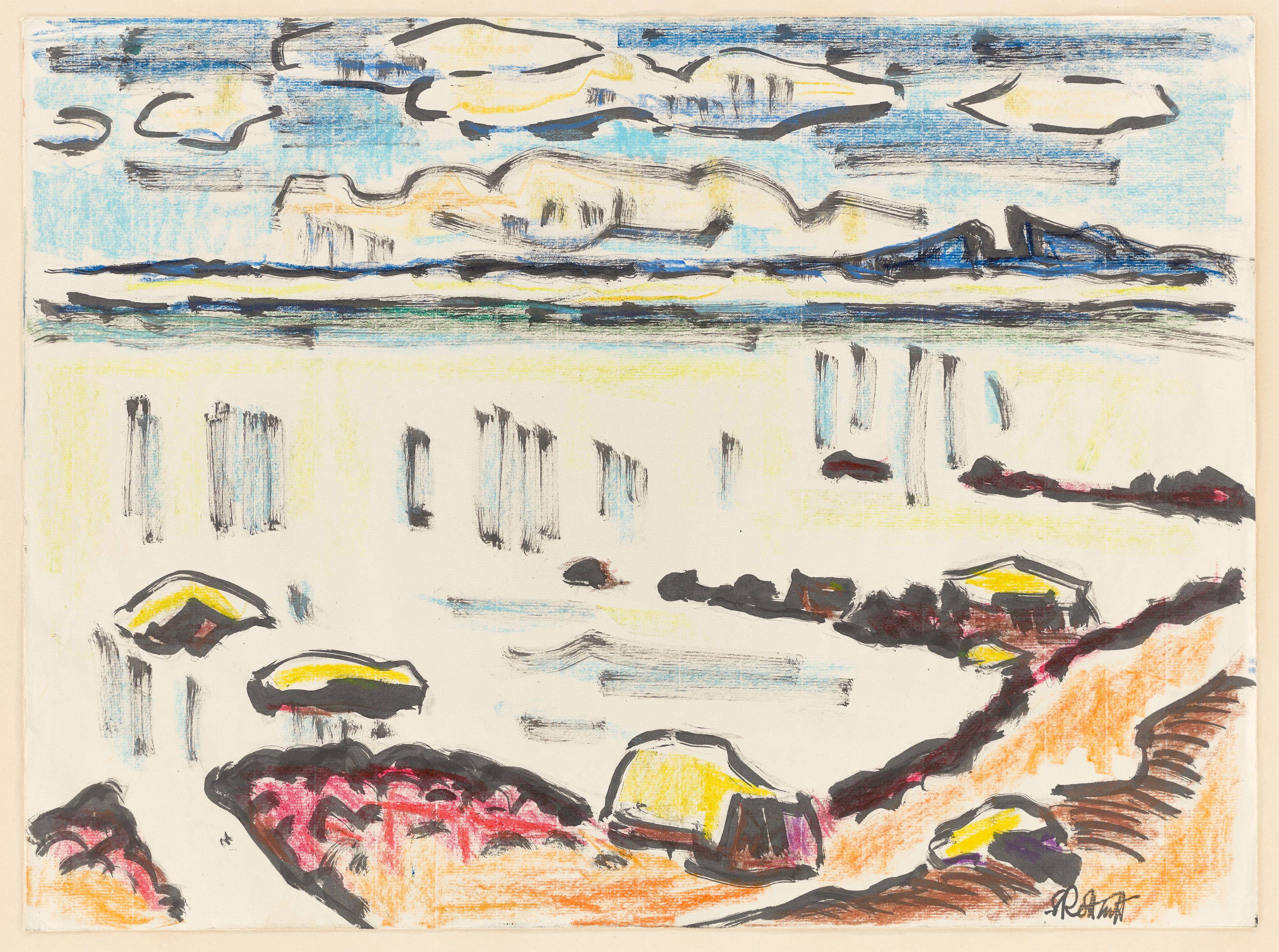 This picture shows the following artwork: Karl Schmidt-Rottluff. Glänzendes Wasser (Gleaming water). 1967.