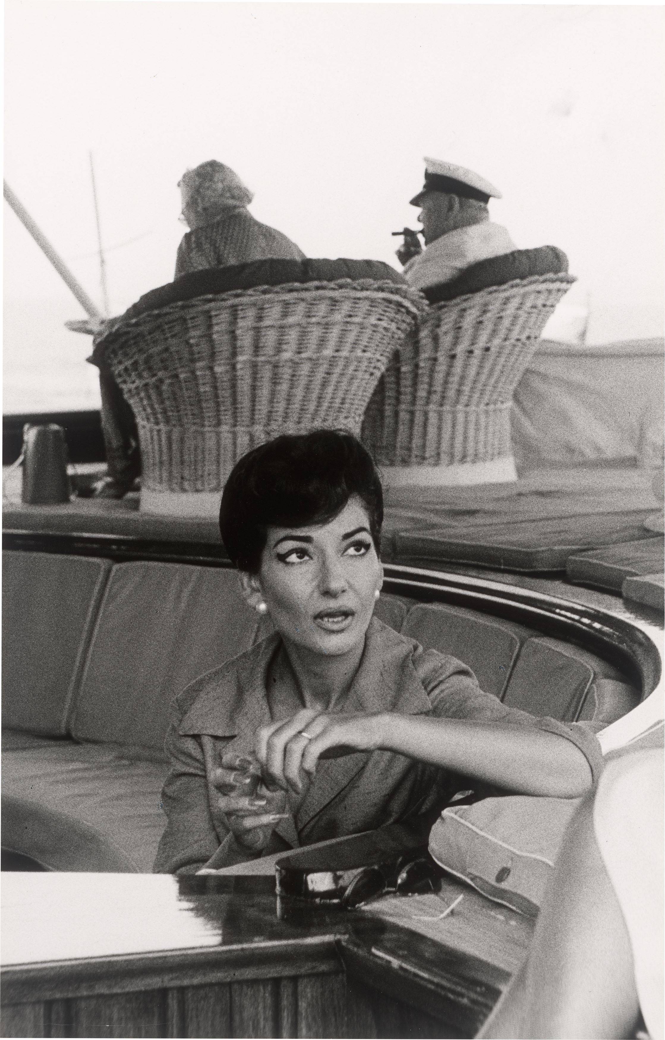 This picture shows the following artwork: Ara Güler. Maria Callas and Mr. and Mrs. Churchill on 'Onassis Christina'. 1957.