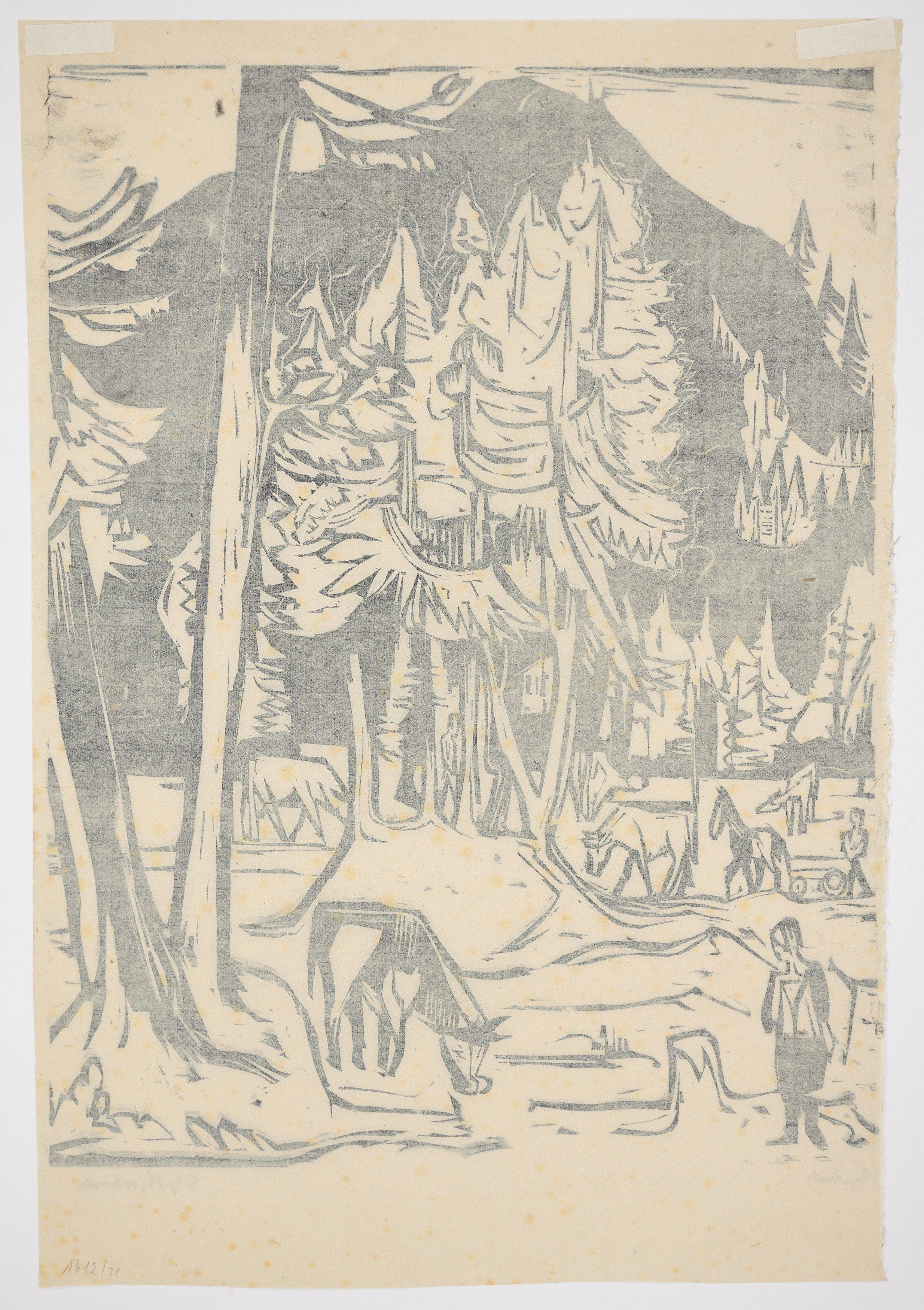 Auf diesem Bild ist das folgende Kunstwerk zu sehen: Ernst Ludwig Kirchner. „Herbstlandschaft“. 1924.