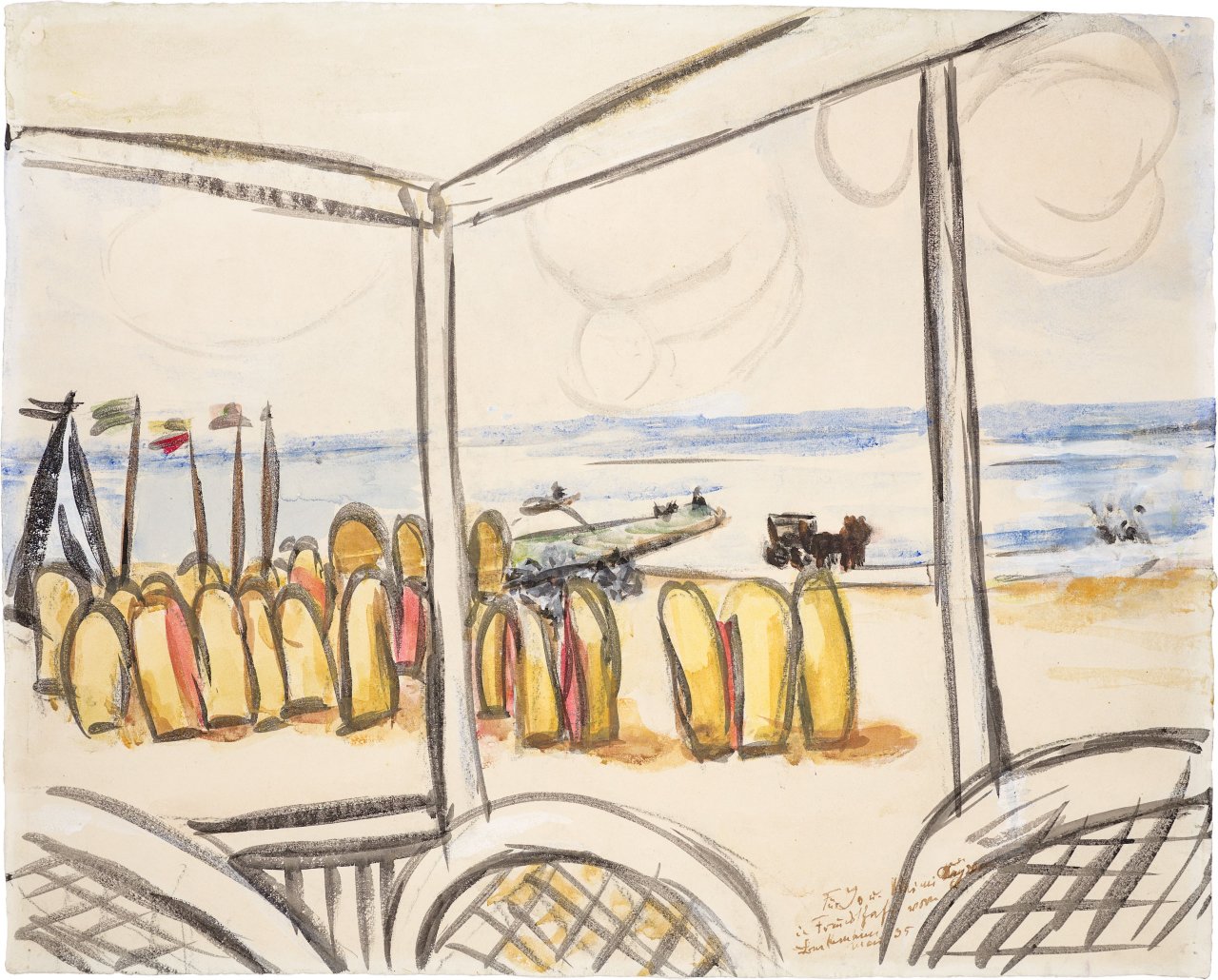 This picture shows the following artwork: Max Beckmann. ”Strandansicht von der Terrasse aus gesehen”. 1935.