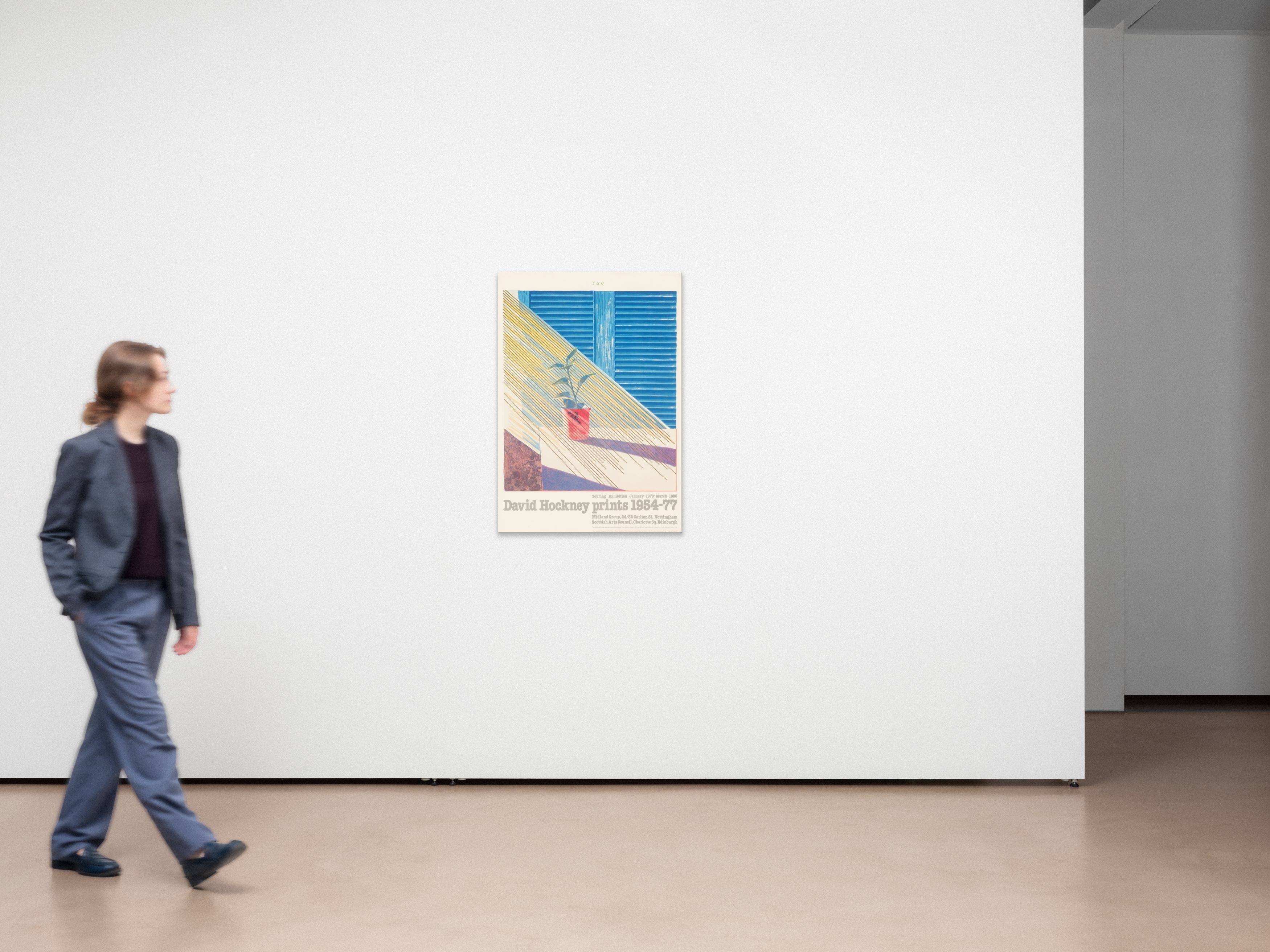 This picture shows the following artwork: David Hockney. David Hockney exhibition posters from 1969, 1980 and 1981. 1969 to 1981.