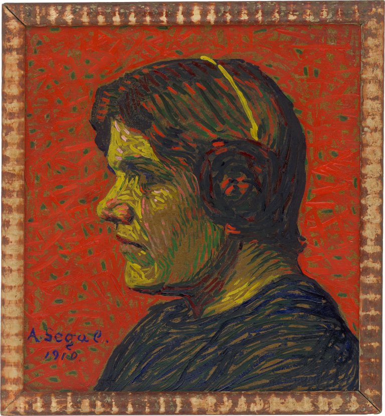 Auf diesem Bild ist das folgende Kunstwerk zu sehen: Arthur Segal. Porträt Emmy Nienburg. 1910.