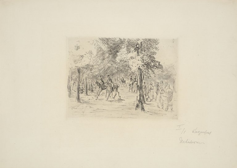 This picture shows the following artwork: Max Liebermann. ”Tiergarten mit Reitern und Spaziergängern”. 1924.
