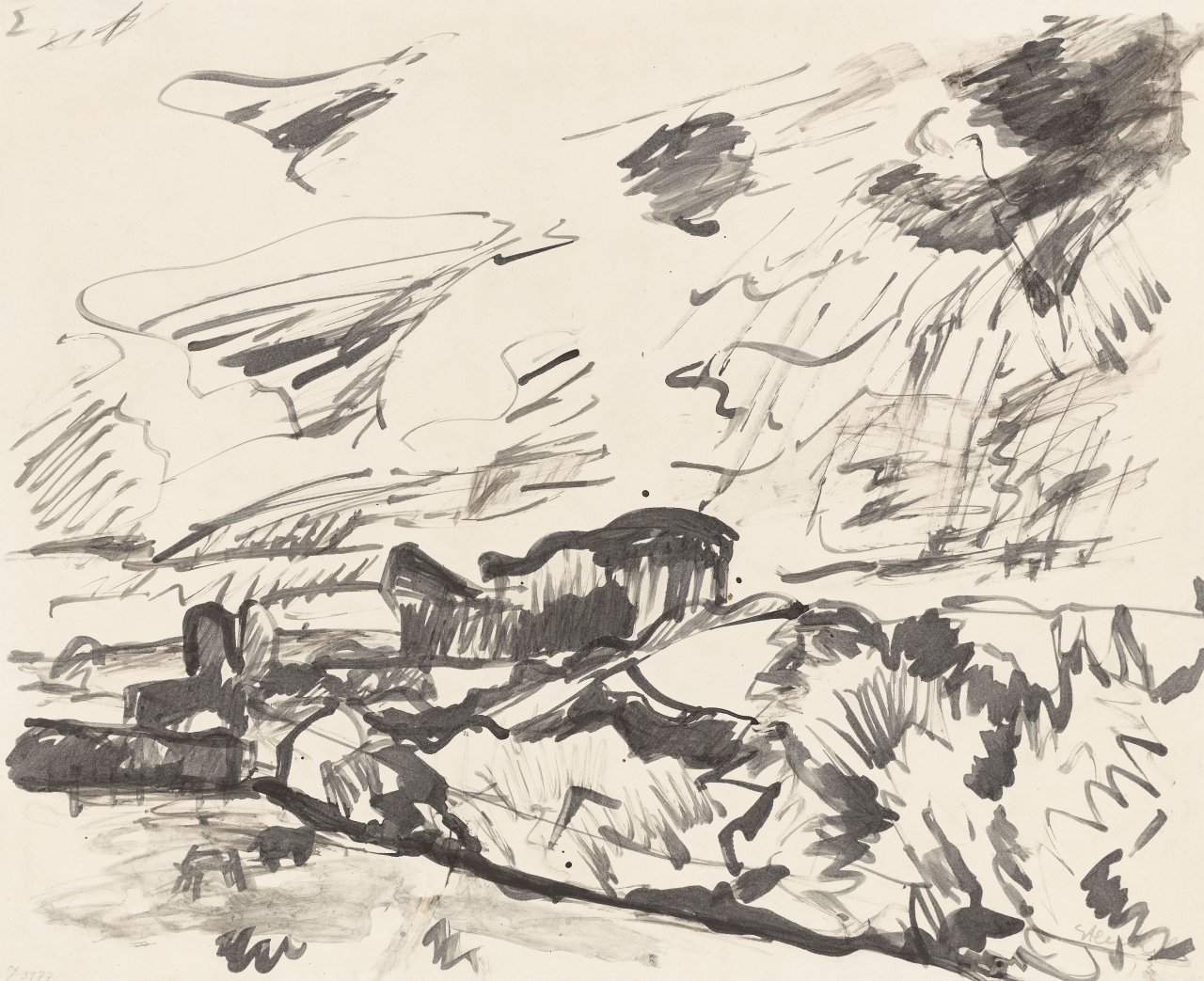 This picture shows the following artwork: Erich Heckel. ”Holsteinische Landschaft”. 1913.