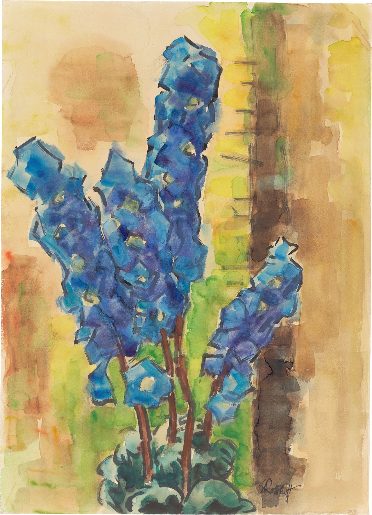 This picture shows the following artwork: Karl Schmidt-Rottluff. Blue delphinium III. 1960.