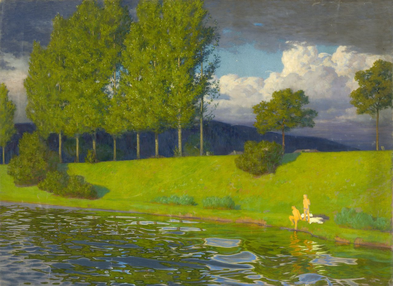 This picture shows the following artwork: Max Pietschmann. Two Bathers by the Lake. Circa 1890.