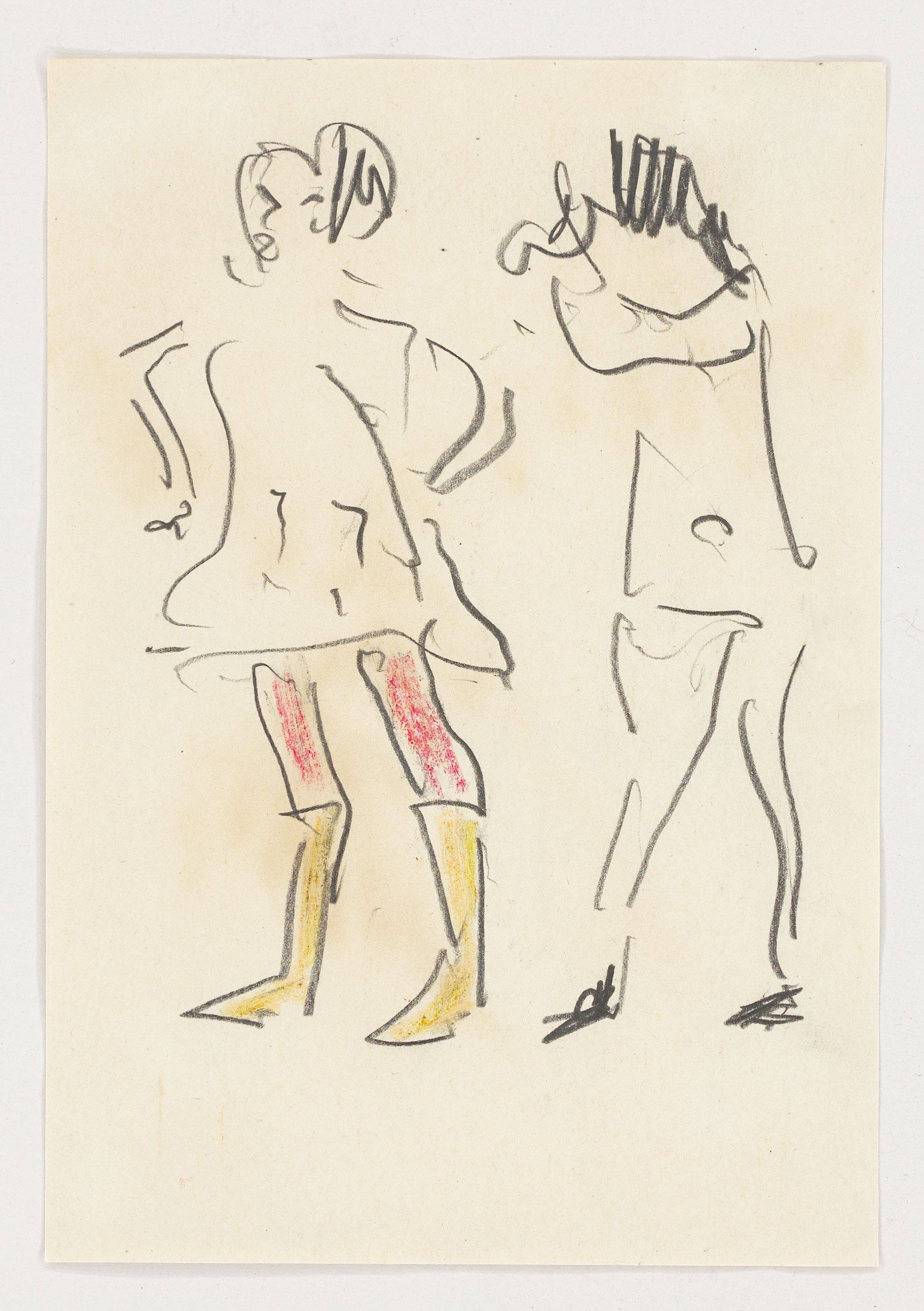 This picture shows the following artwork: Erich Heckel. Figure drawing. Circa 1910.