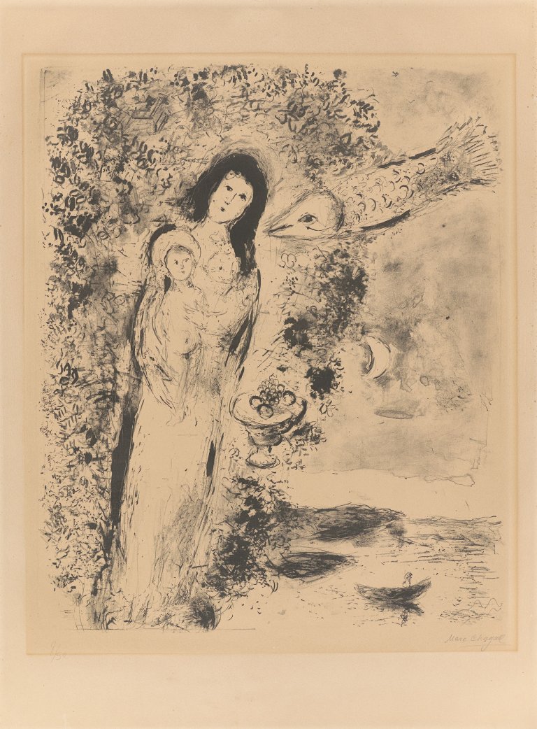 This picture shows the following artwork: Marc Chagall. ”Vierge aux poissons”. 1951.
