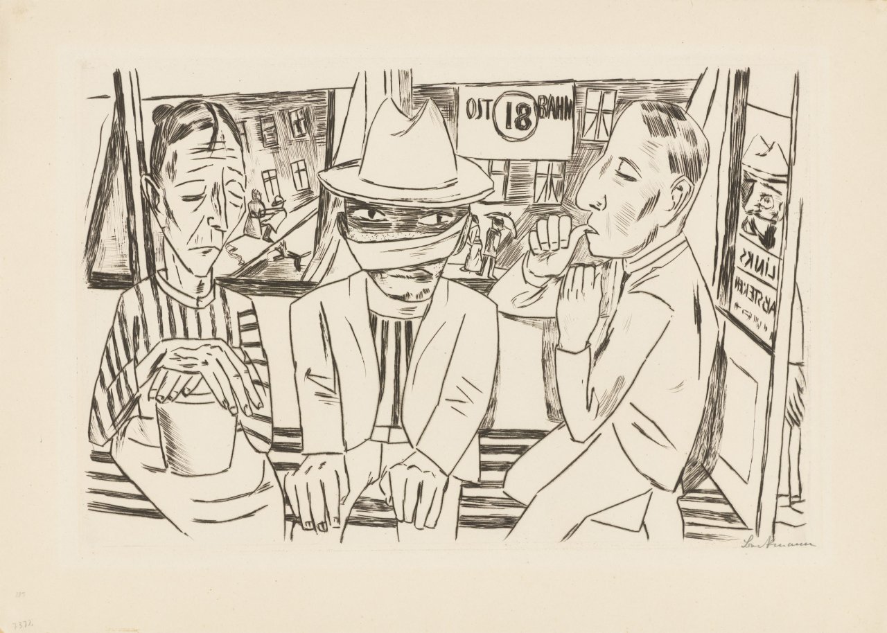 This picture shows the following artwork: Max Beckmann. ”In der Trambahn”. 1922.
