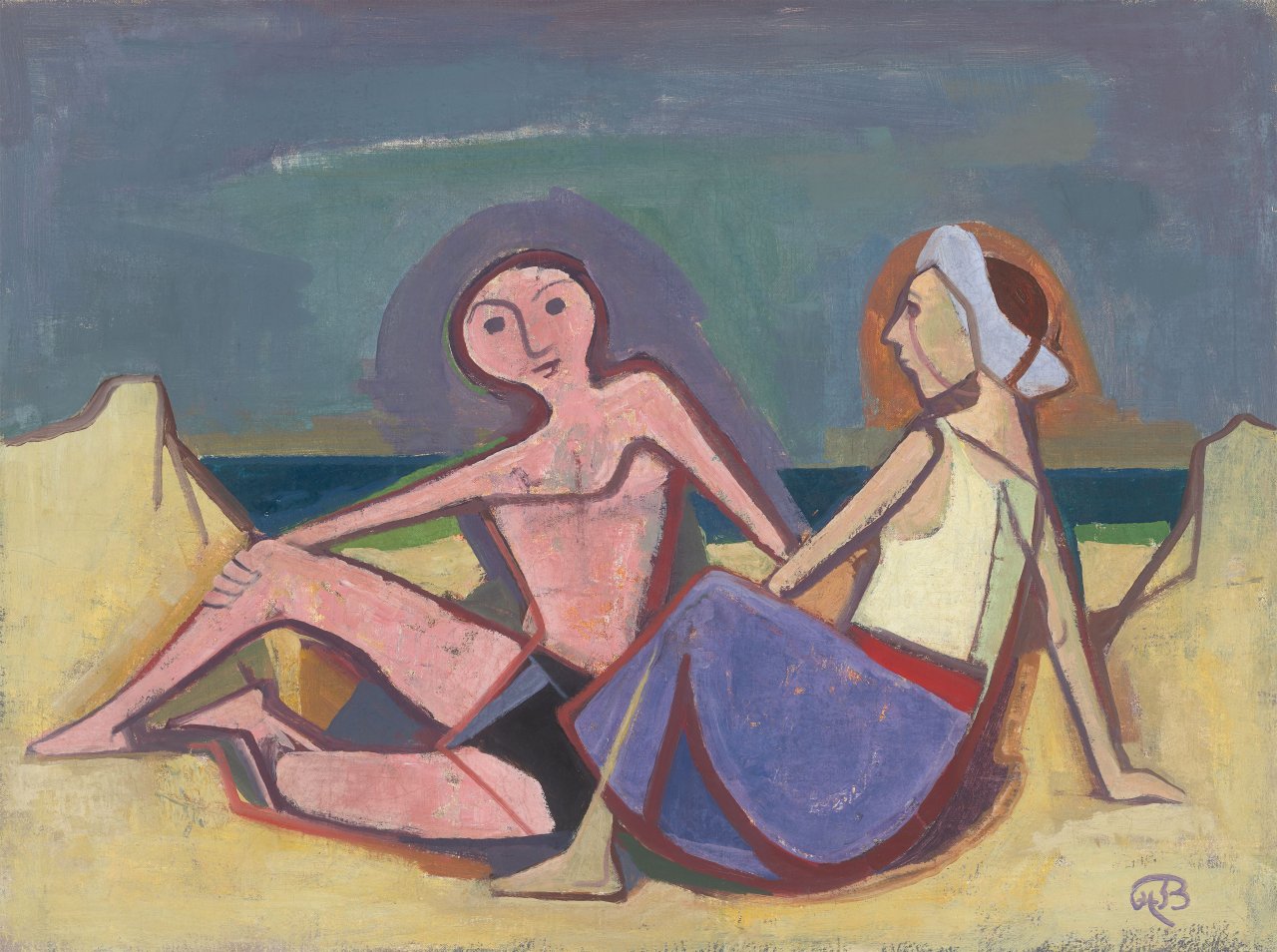 Auf diesem Bild ist das folgende Kunstwerk zu sehen: Karl Hofer. „Paar am Strand“. 1953.