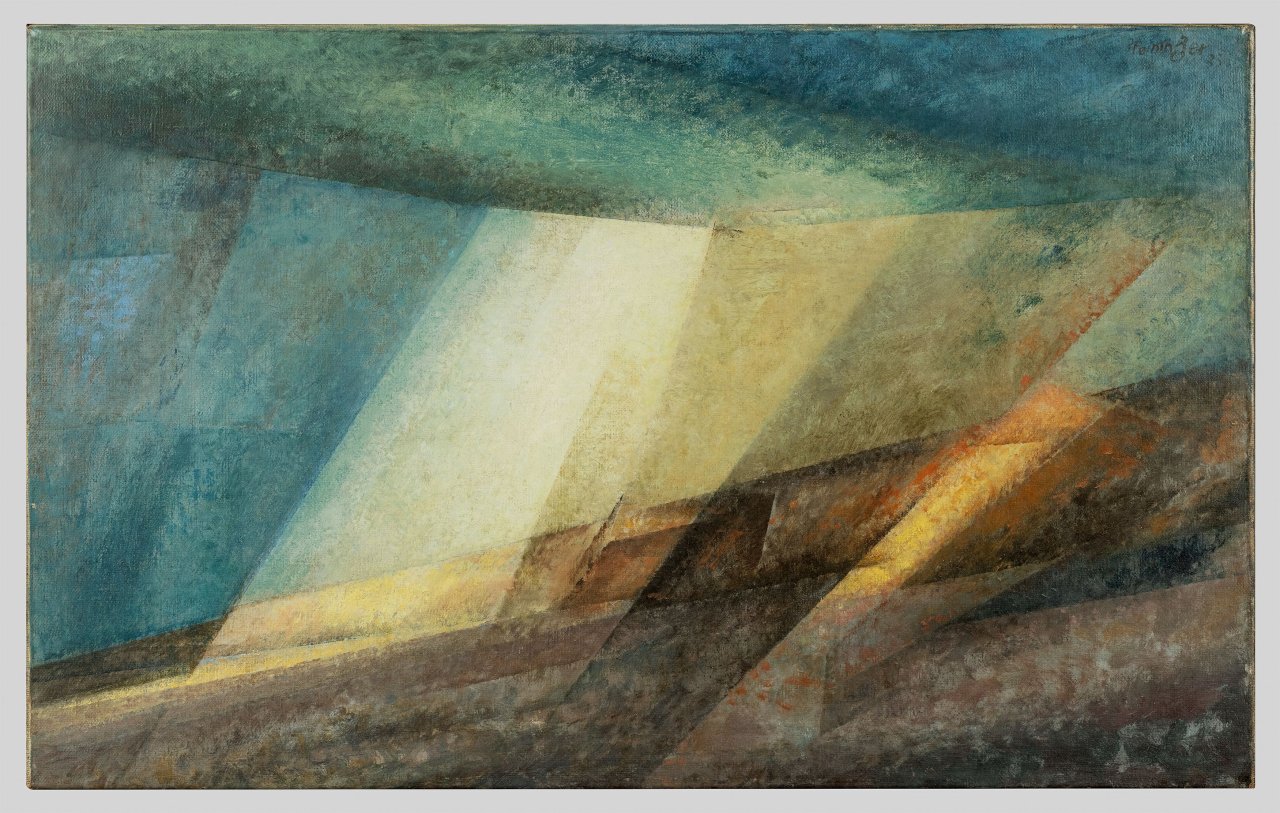 This picture shows the following artwork: Lyonel Feininger. ”Düne im Lichtstrahl I” (”Dune, Ray of Light I”). 1933.