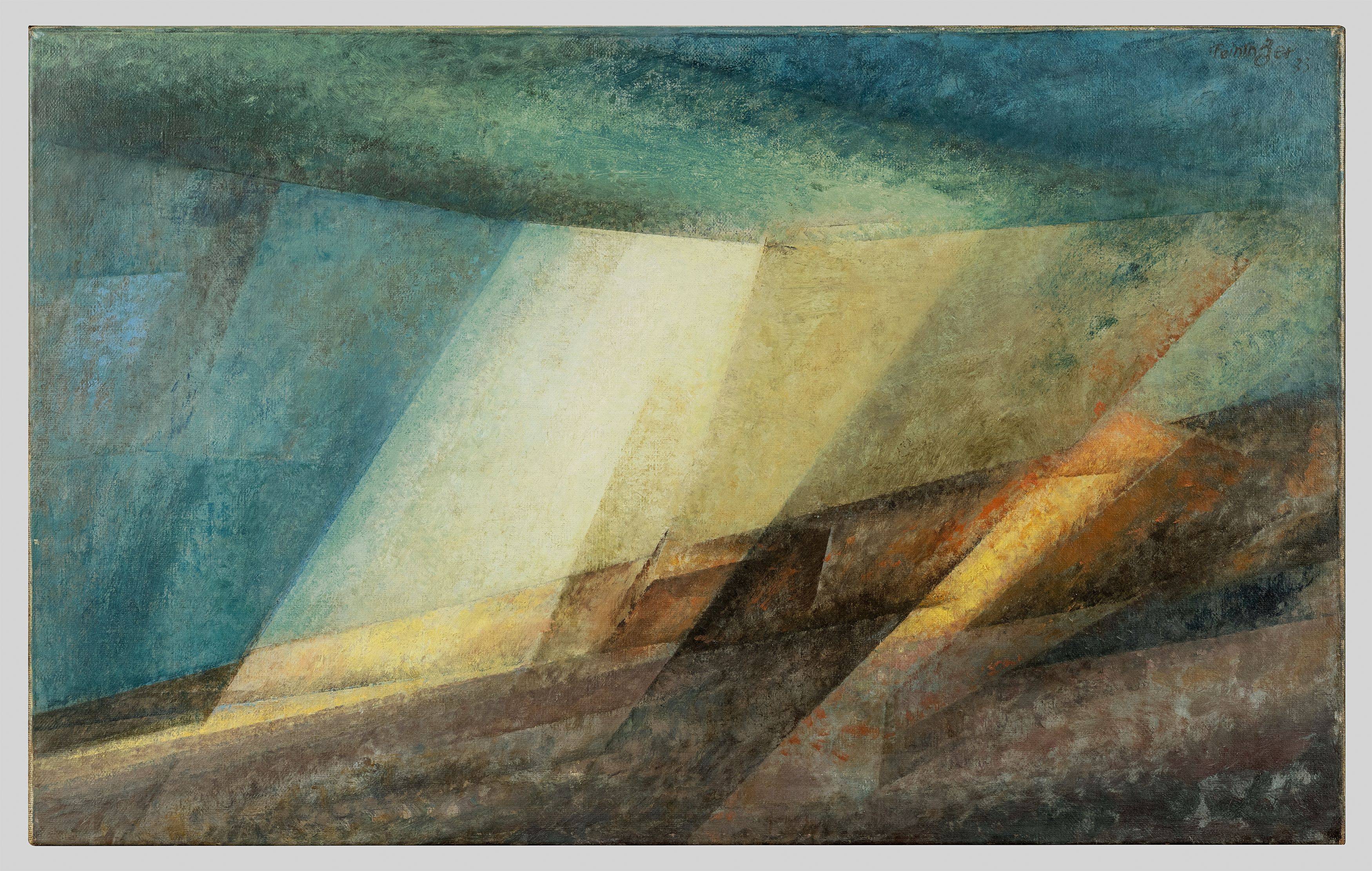 This picture shows the following artwork: Lyonel Feininger. ”Düne im Lichtstrahl I” (”Dune, Ray of Light I”). 1933.