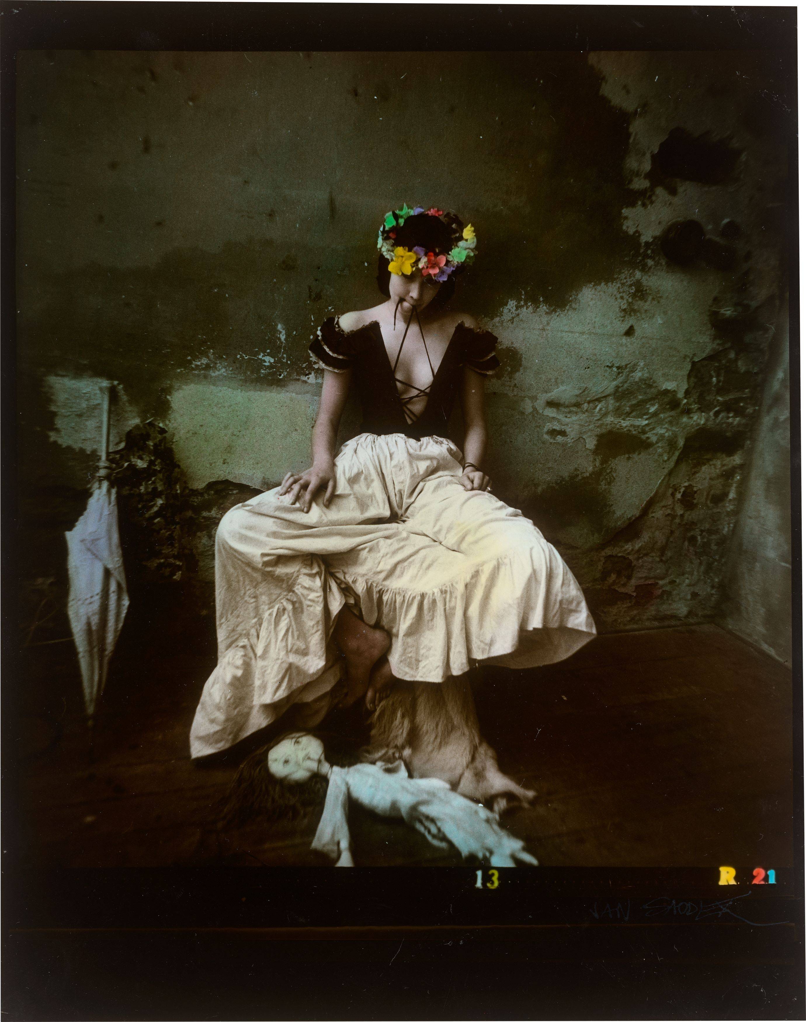 This picture shows the following artwork: Jan Saudek. ”Shy Girl”. 1981.