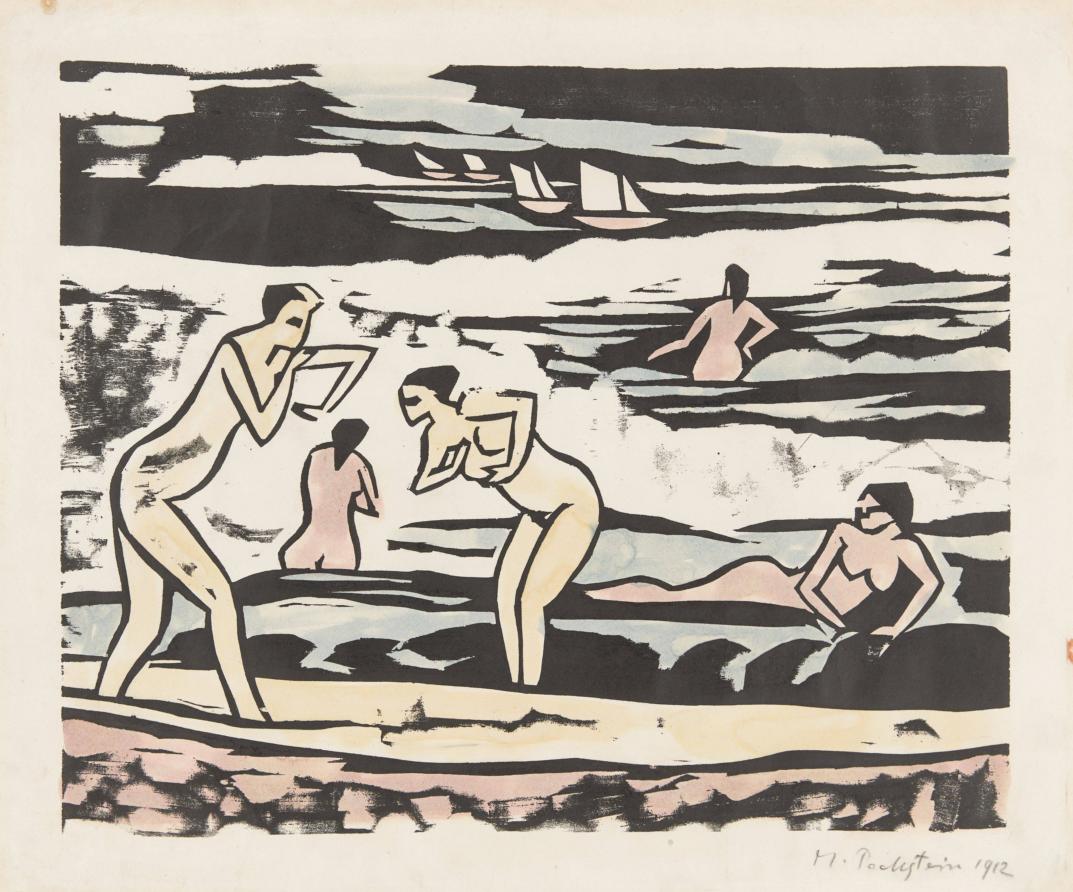 This picture shows the following artwork: Max Pechstein. ”Badende IX”. 1912.