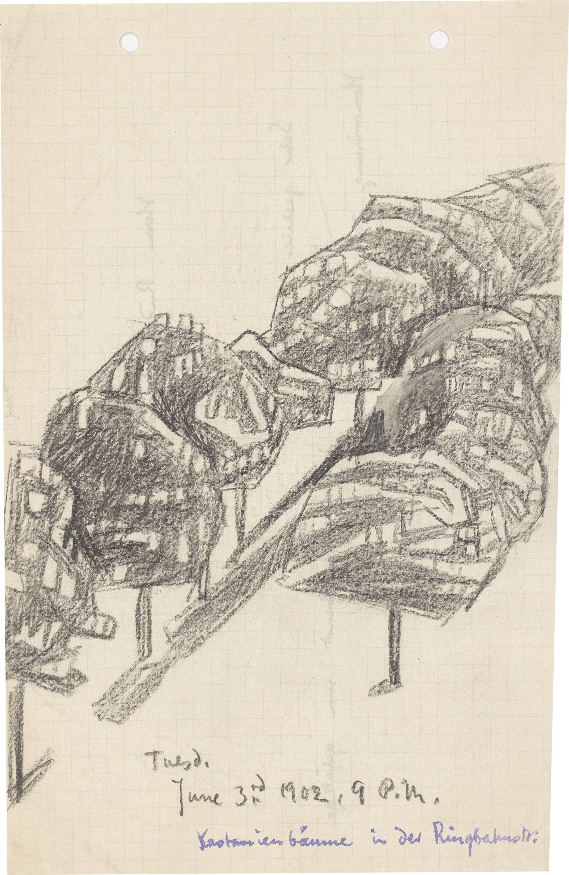 This picture shows the following artwork: Lyonel Feininger. ”Kastanienbäume in der Ringbahnstraße”. 1902.