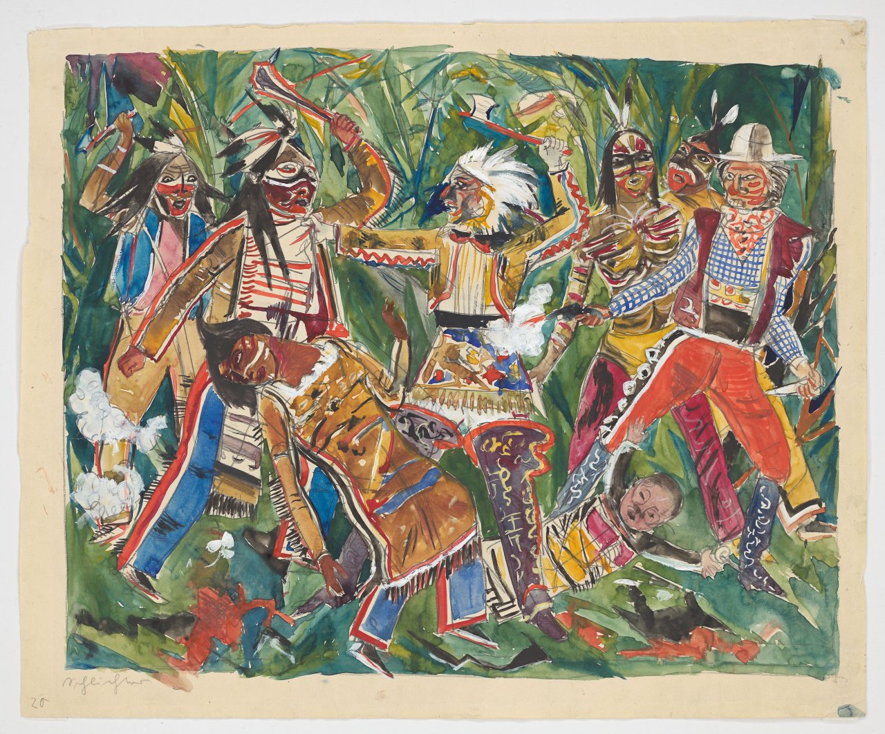 Auf diesem Bild ist das folgende Kunstwerk zu sehen: Rudolf Schlichter. Wild-West (,Indianerspiel'). 1916/18.