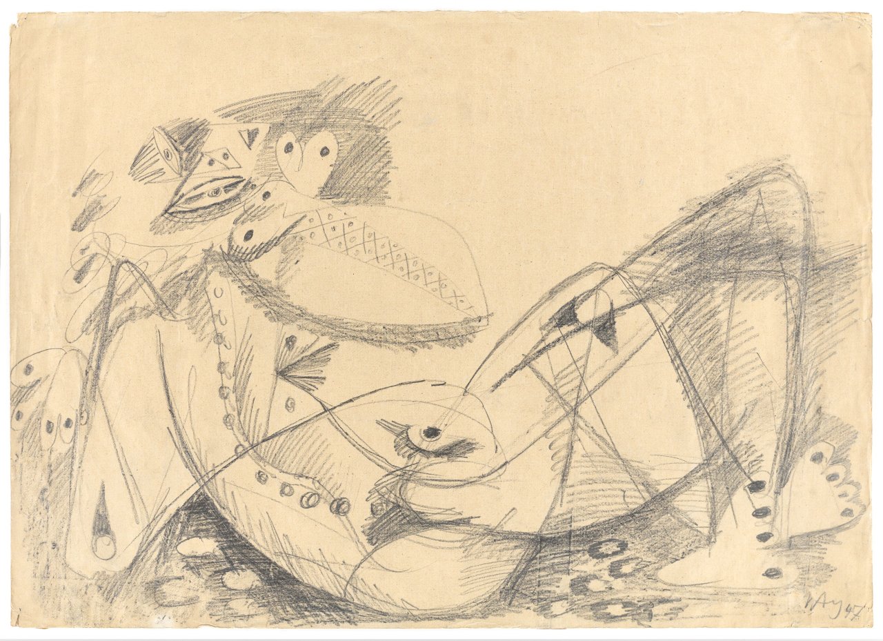 Auf diesem Bild ist das folgende Kunstwerk zu sehen: Ernst Wilhelm Nay. „Liegende“. 1947.