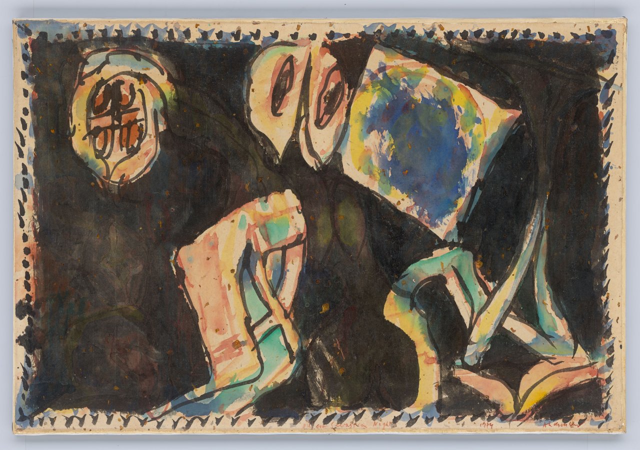 This picture shows the following artwork: Pierre Alechinsky. ”Où est Sebastien Night ?”. 1974.