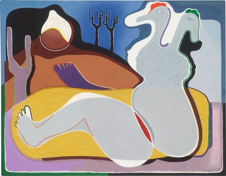 This picture shows the following artwork: Heinrich Maria Davringhausen. ”Figuren in Landschaft”. 1933/36.