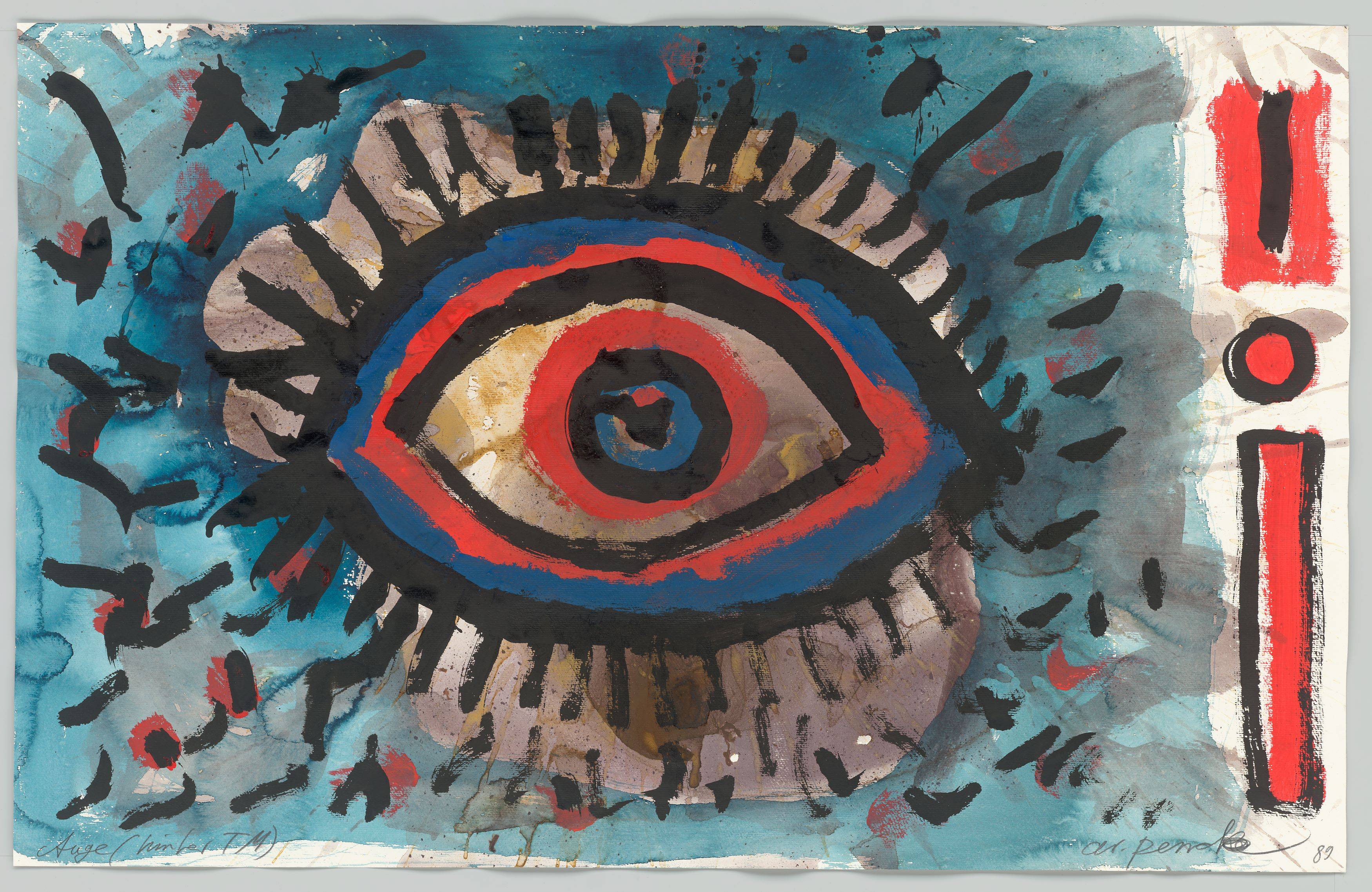 This picture shows the following artwork: A.R. Penck. ”Auge (hinter TM)”. 1989.