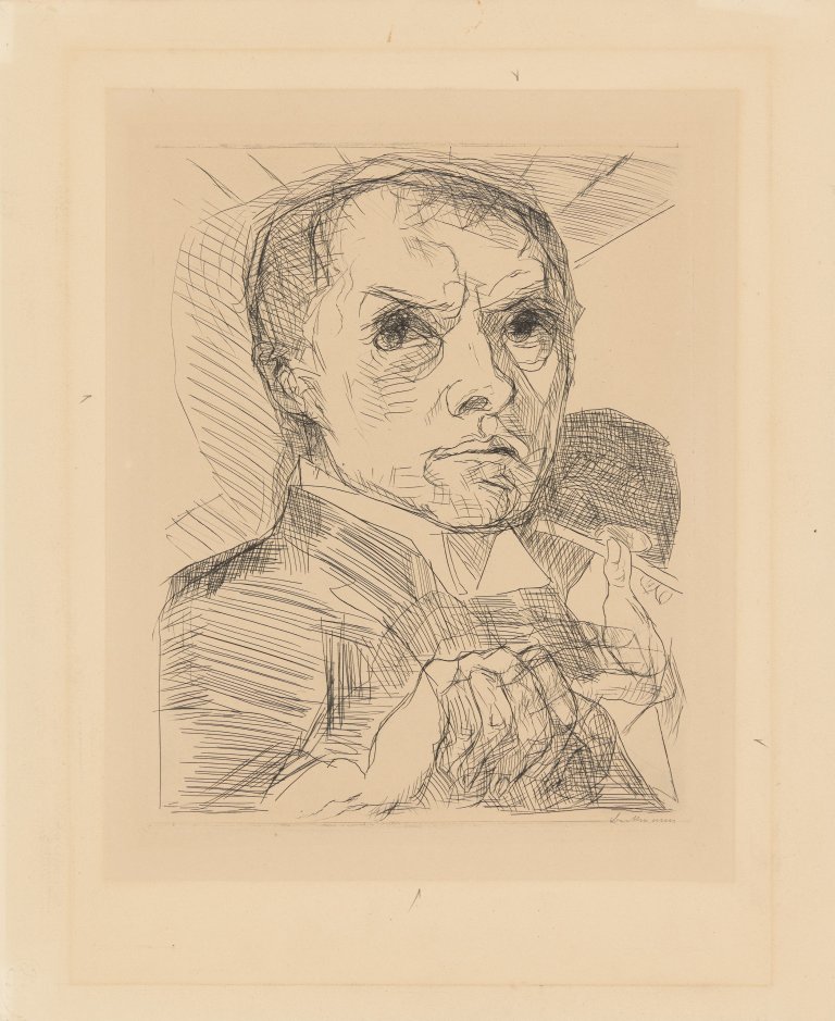 This picture shows the following artwork: Max Beckmann. ”Selbstbildnis mit Griffel”. Circa 1916.